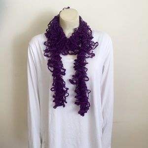 Handmade Crocheted Fashion Scarf Solid Purple